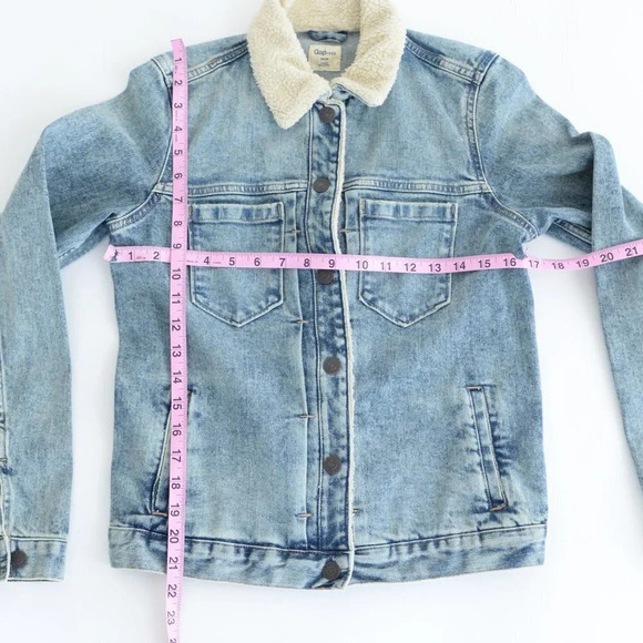 Gap Light Blue Button Up with Sherpa Collar Denim  Jean Jacket Coat XS - Picture 5 of 13